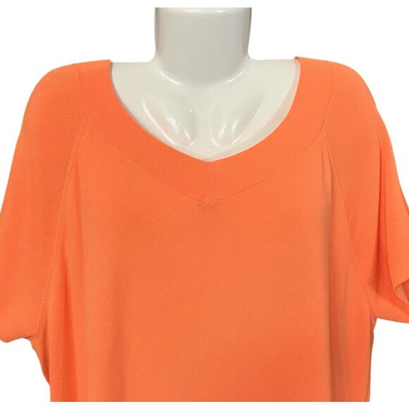 Talbots Women's Orange V-Neck Front and Back Short Sleeve Sweater | Size 3X - Picture 4 of 7